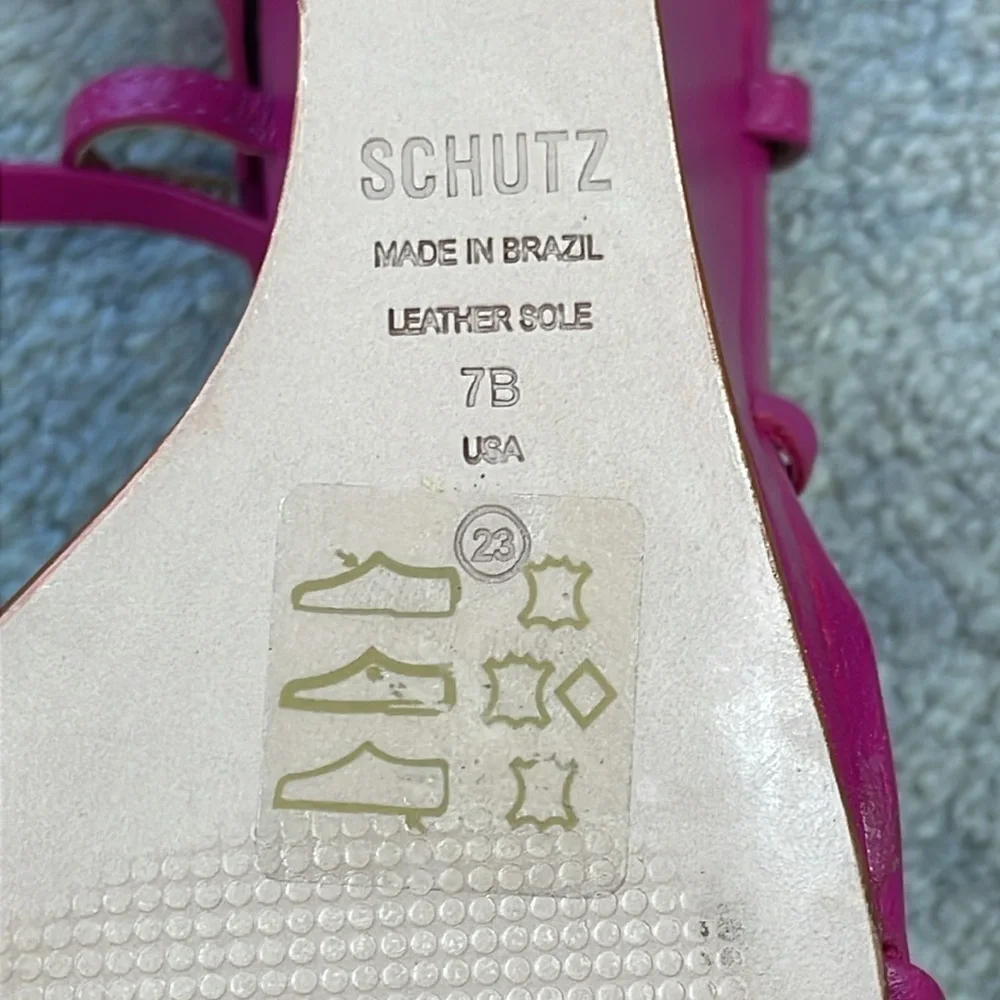 New Schutz Deonne Casual Nappa Leather Sandal Fuchsia Pink Wedge Wrap Sz 7